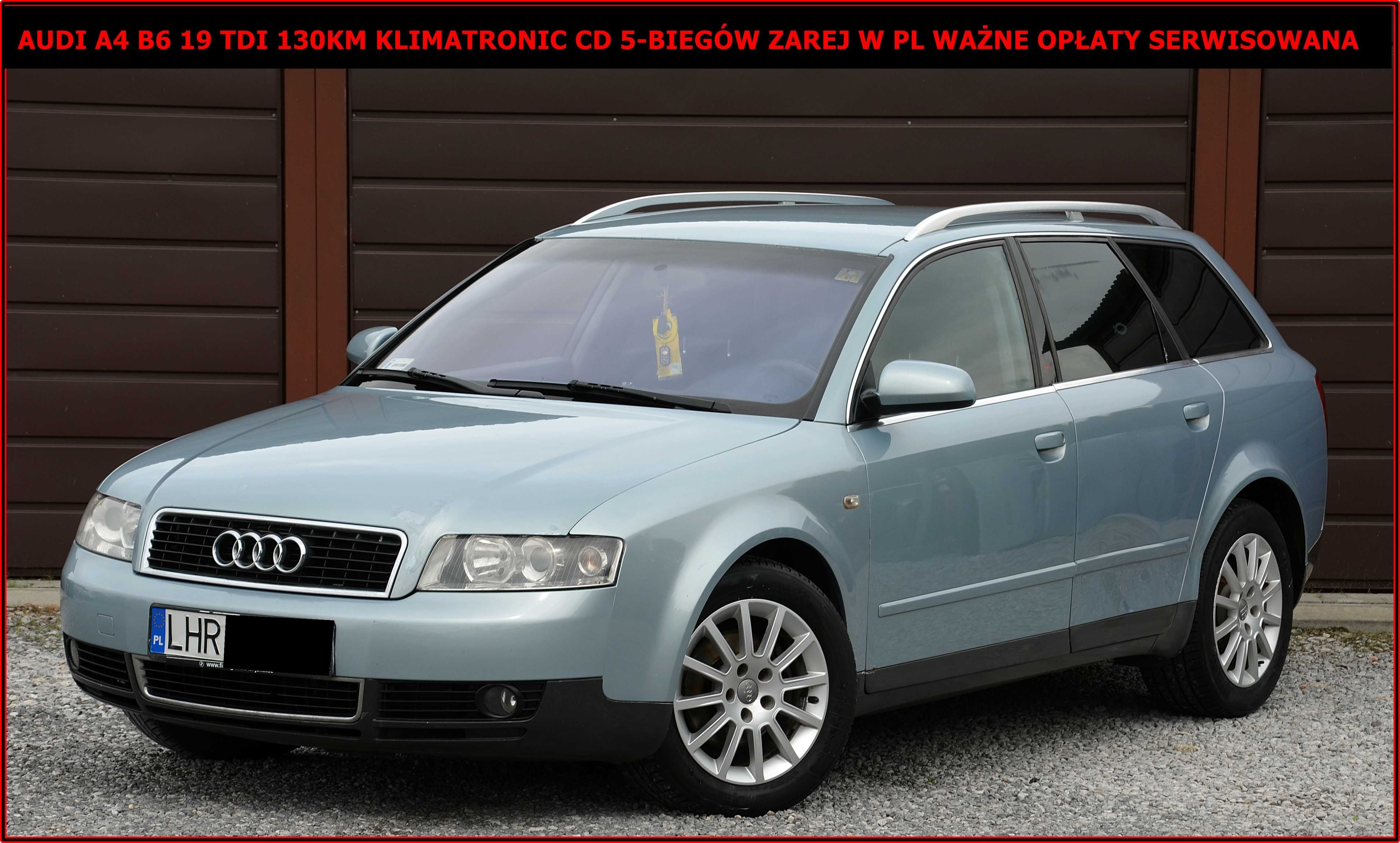 Audi A4 B6 1.9 TDI 130KM Klimatronic CD Zarej w PL Ważne Opłaty Serwis