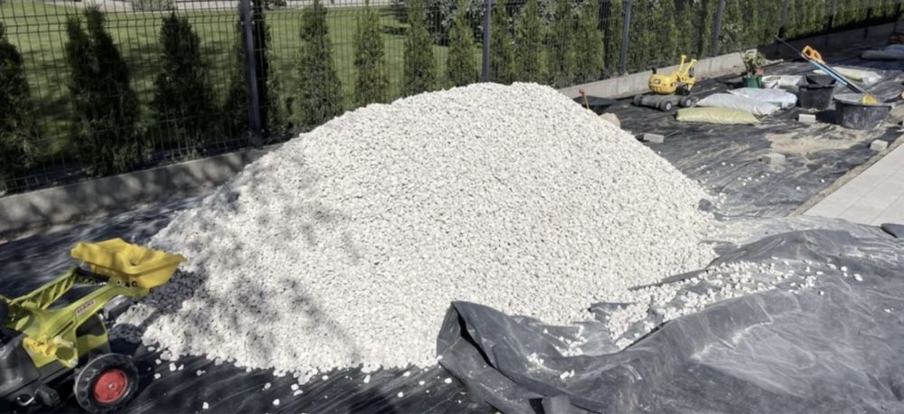 Biały Kamień ŚMIETANKOWY Grys na Rabaty Opaski Kruszywo Ozdobne Żwir