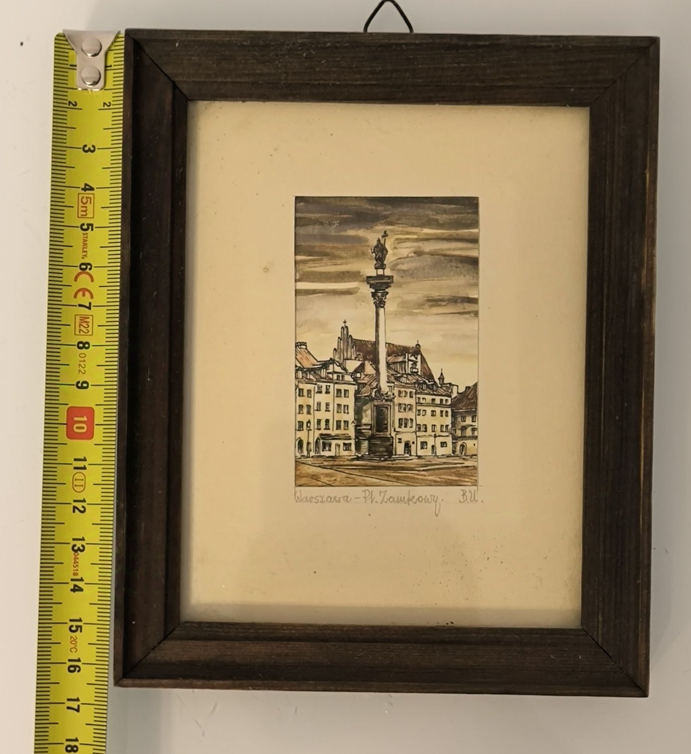 Obrazek miniatura Kolumna Zygmunta Warszawa PRL sygnowany Akwarela