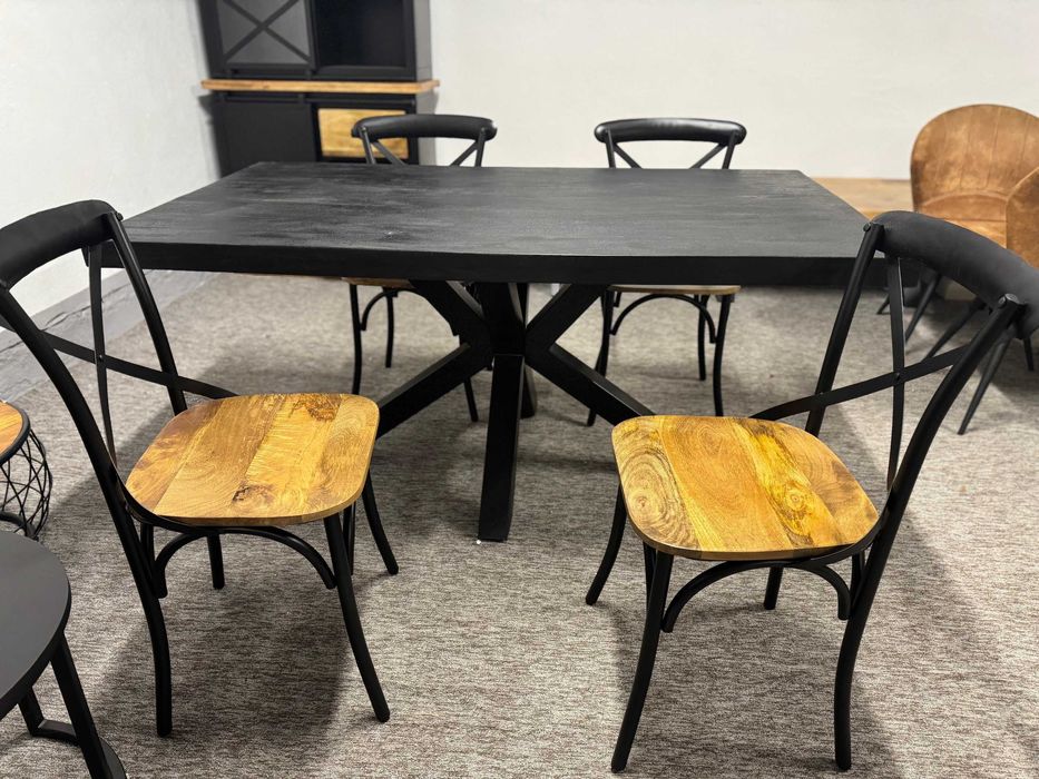 Stół z krzesłami styl LOFT piękno egzotycznego drzewa mango ZAPRASZAM