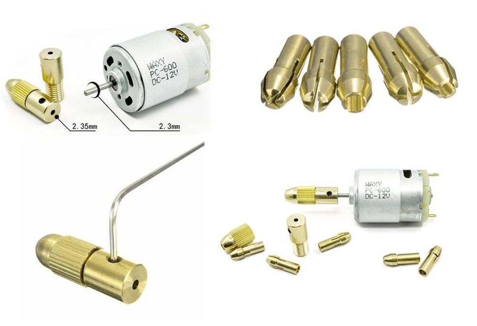 Цанговый патрон + 5 цанг 0,5-3мм цанга электро дрель мини