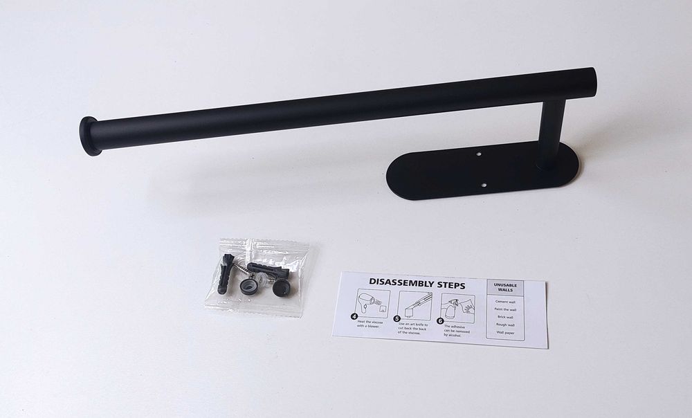 Uchwyt na ręcznik papierowy podszafkowy / ścienny – czarny, metalowy