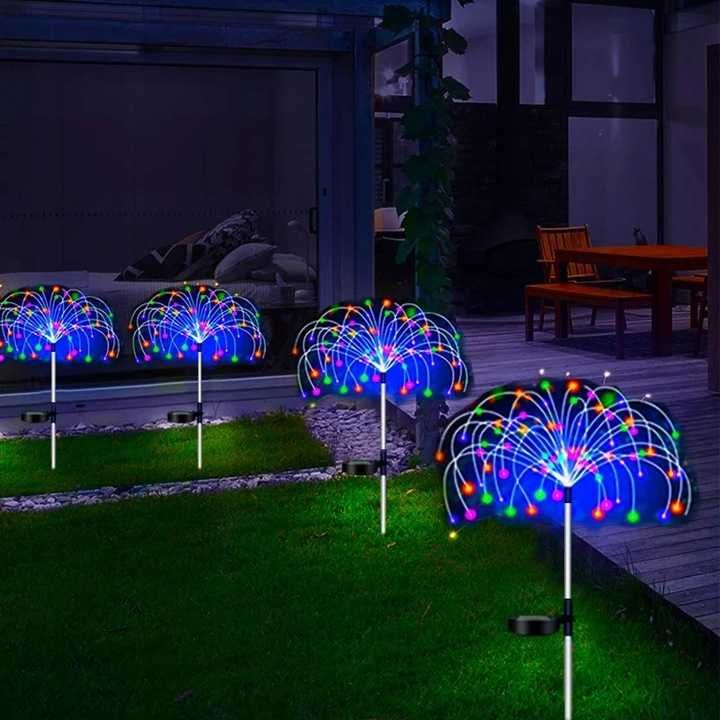 Lampa Solarna Ogrodowa LED DMUCHAWIEC Wbijana Kulki Drzewko 2 Sztuki
