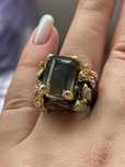 Серебряное кольцо 925 пробы с флюоритом ручной работы Размер 17.5-18