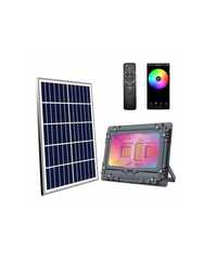 Foco LED Solar RGB de 100W, com 780Lm, Bluetooth e Controlo Remoto