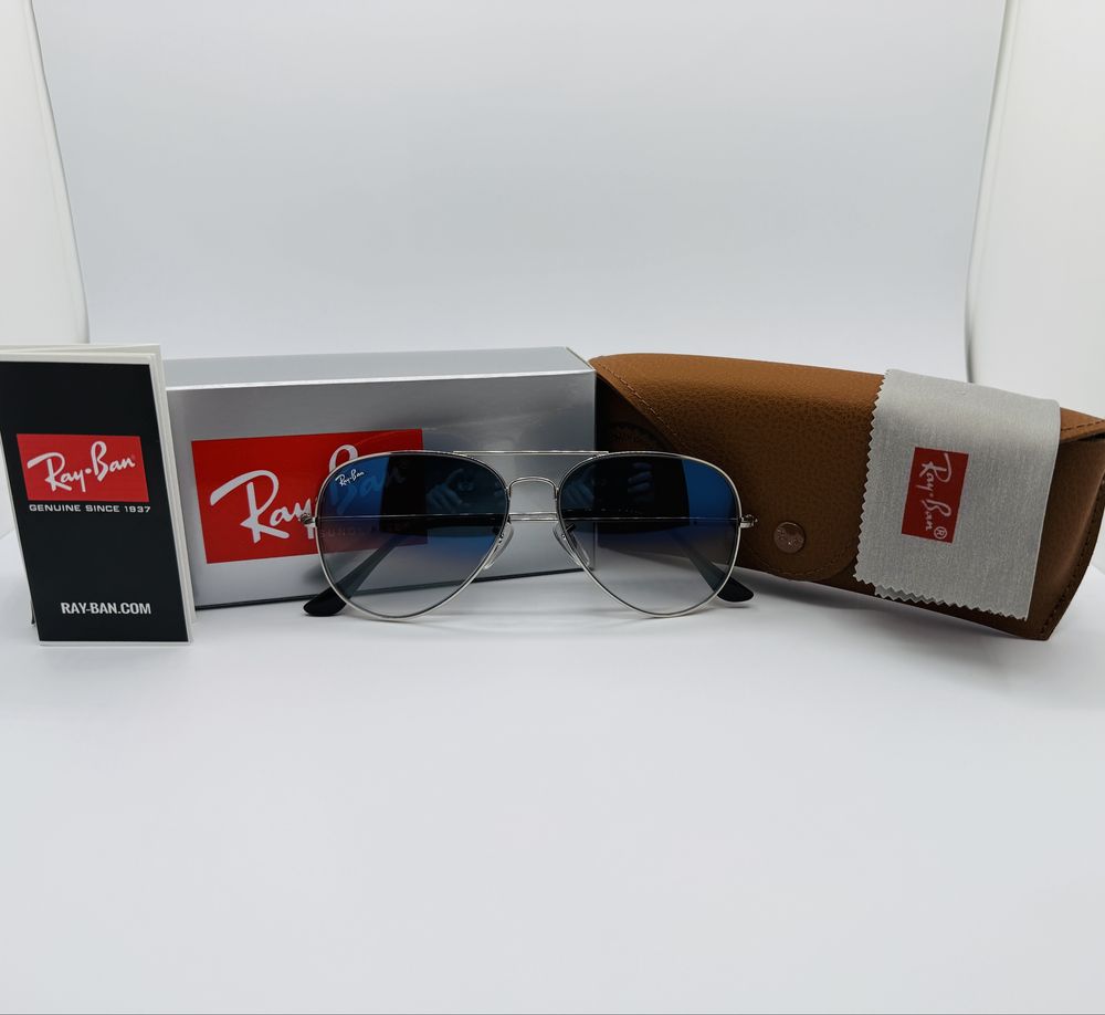 Солнцезащитные очки Ray Ban Aviator 3025 Silver-mBlue Grade 58 стекло