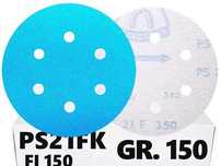 50 SZTUK! Krążek papier ścierny na rzep PS21 KLINGSPOR 150 P 150 -6otw