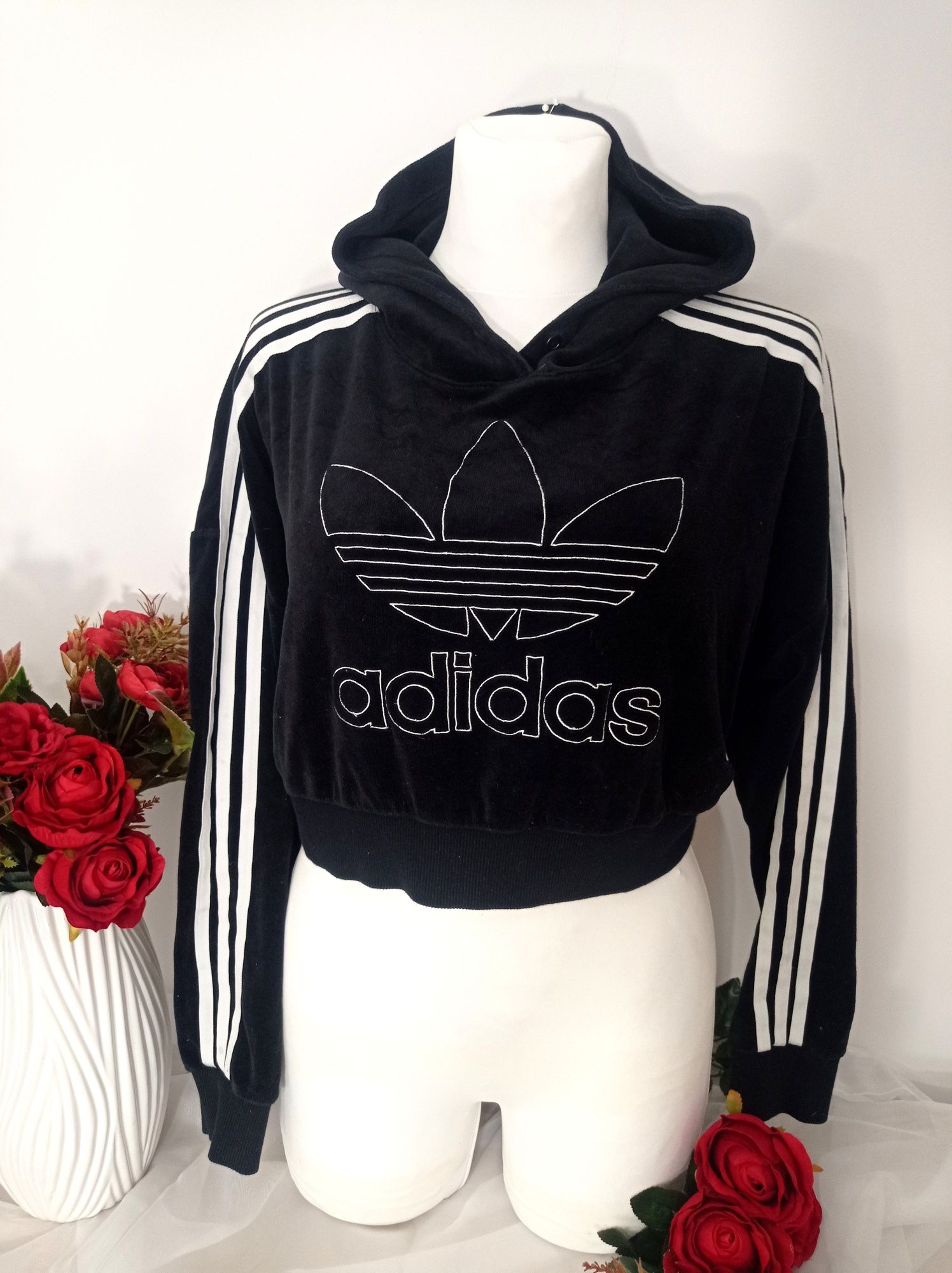 Bluza welurowa krótka adidas