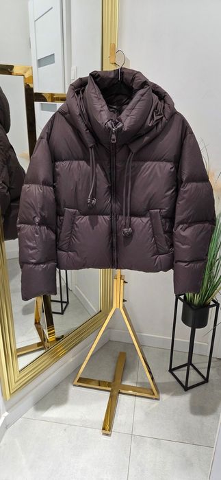Kurtka brązowa krótki model czekolada puchowa oversize