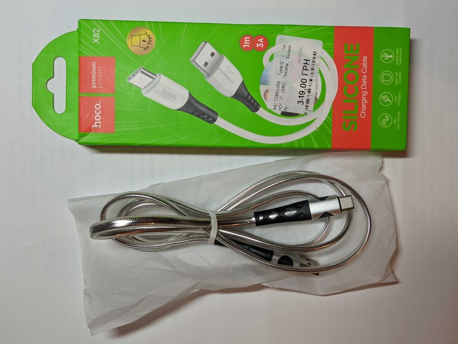 Data cable hoco silicone type-C 1 m X-82 белый