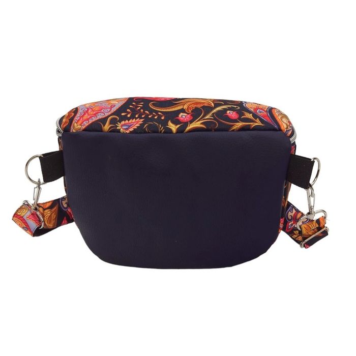 Granatowa Torebka i Nerka 2w1 - Paisley Na Czarnym