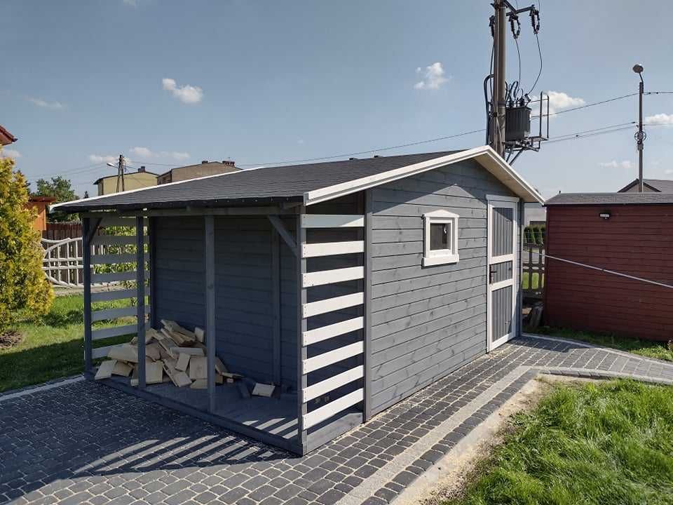 Wyprzedaż domek narzędziowy, domek ogrodowy z drewutnią 4x3