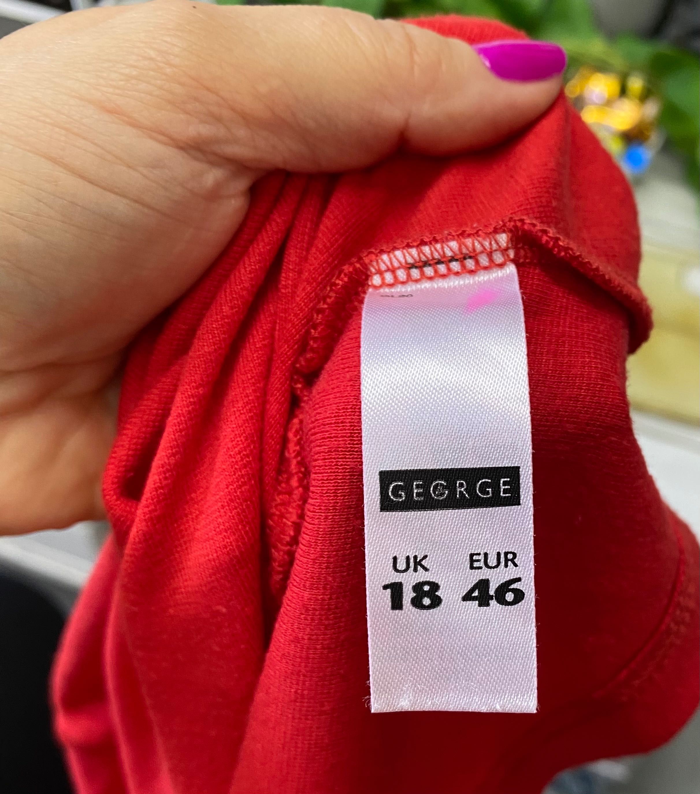 Czerwona bluzka krótki rękaw George 18 L-XL 46 wiskoza