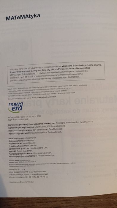 Matematyka, maturalne karty pracy 1,2,3,4, nowa era