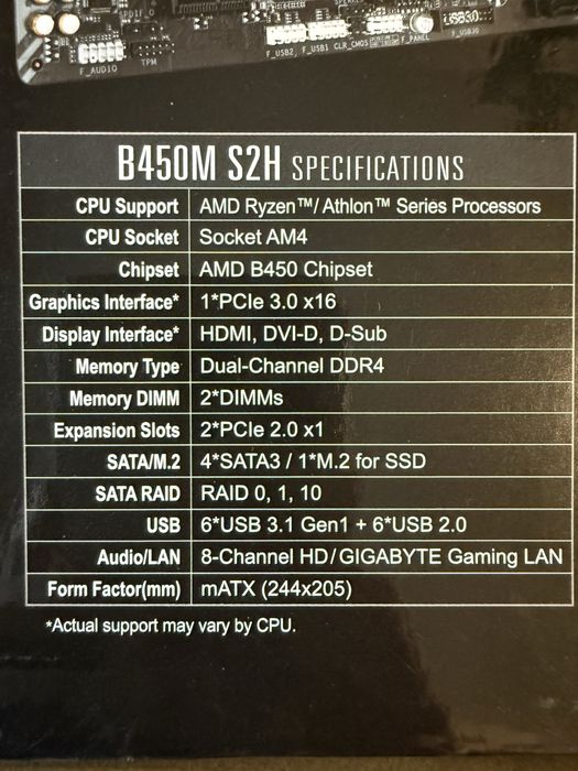 Gigabyte B450M S2H