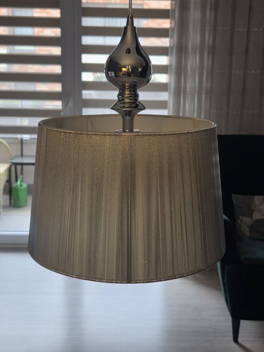 Żyrandol glamur szaro - srebrny