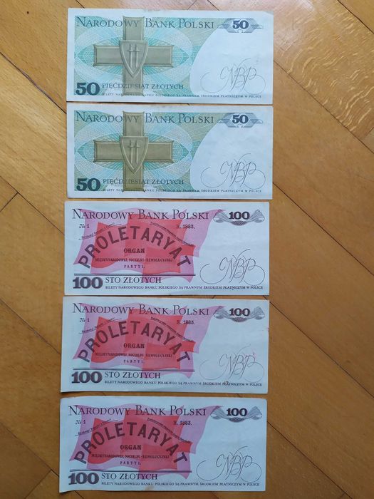 Banknoty  PRL setka i pięćdziesiątka