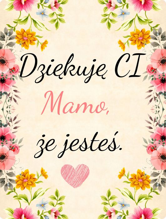 Plakat metalowy Prezent dla Mamy Dzień Mamy Dziękuję Ci Mamo