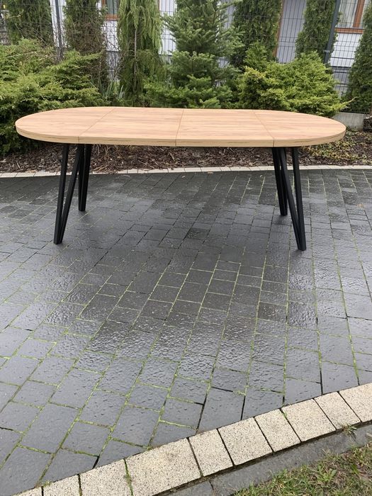 Stół okrągły rozkładany hikora egger 100/180 loft Okazja Nogi metalowe