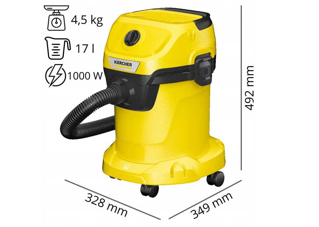 KARCHER NOWY Odkurzacz BEZWORKOWY 1000W do domu warsztatu Wysyłka 0 zł