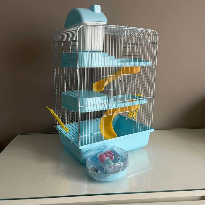 Klatka dla chomika NOWA 3 piętra domek kołowrotek piodełko niebieska