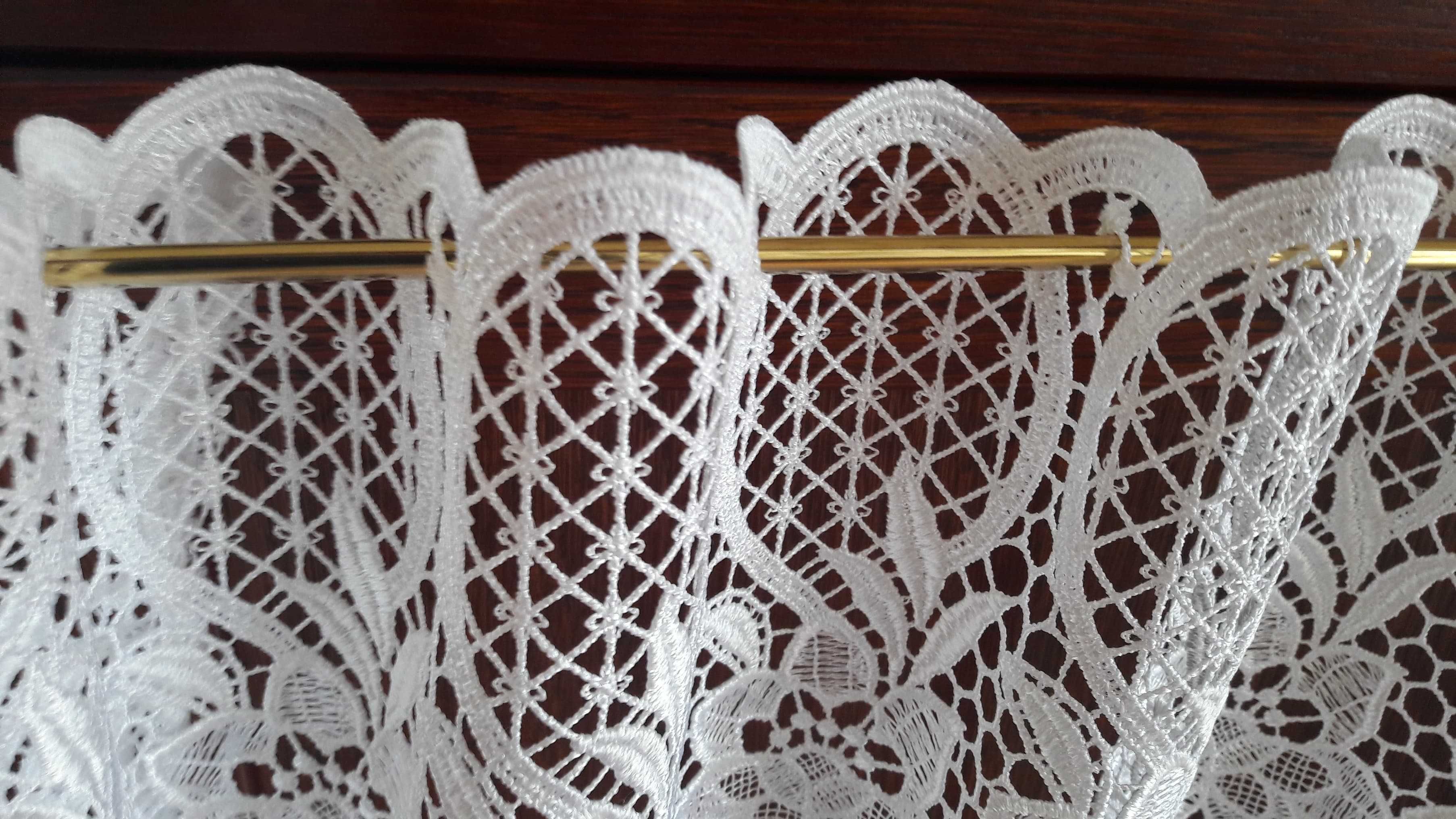Biała gipiura koronka wys 36 cm / 230 cm zazdrostka lambrekin