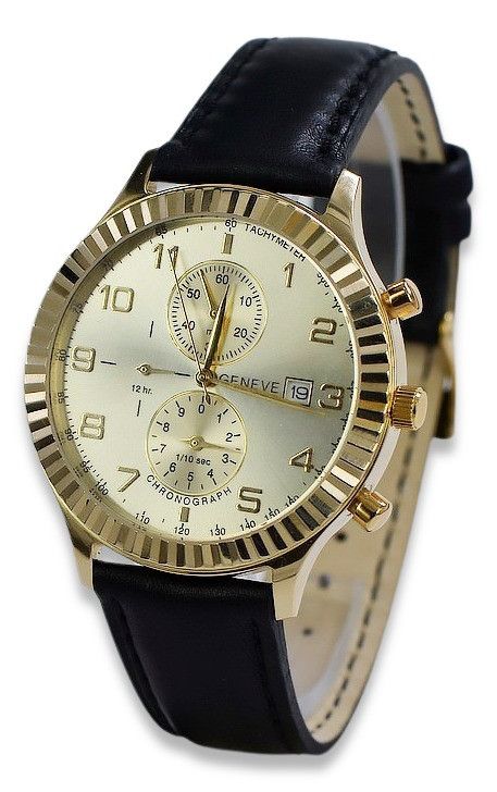 Złoty zegarek męski 14k 585 z żółtego złota Geneve mw007y Poznań
