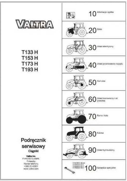 Instrukcja Napraw Valtra T 133 H, T 153 H, T 173 H, T 193 H, PL
