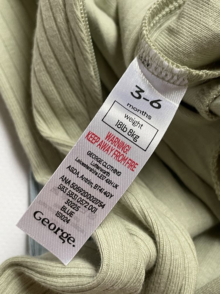 62 68 George 5pak pajac pajacyk prążek bawełna prążkowana zestaw zip