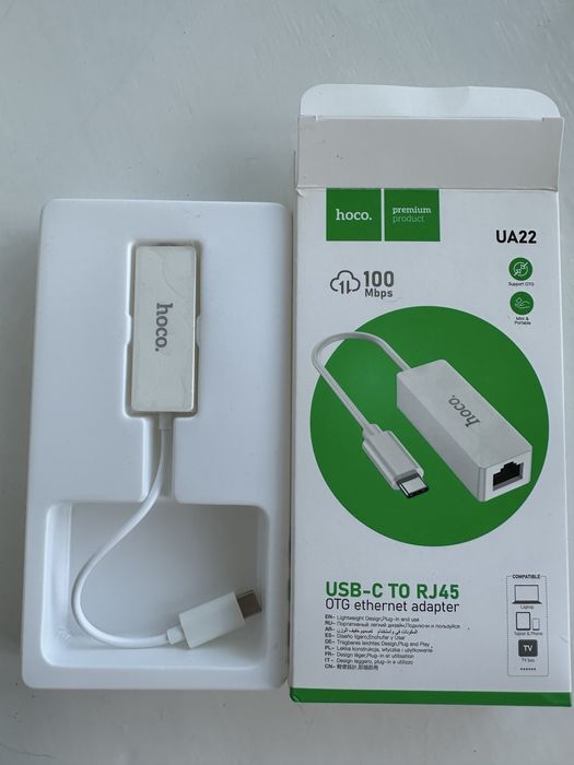Перехідник адаптер Hoco UA22 Acquire Type-C to RJ45 Ethernet 100Mbps