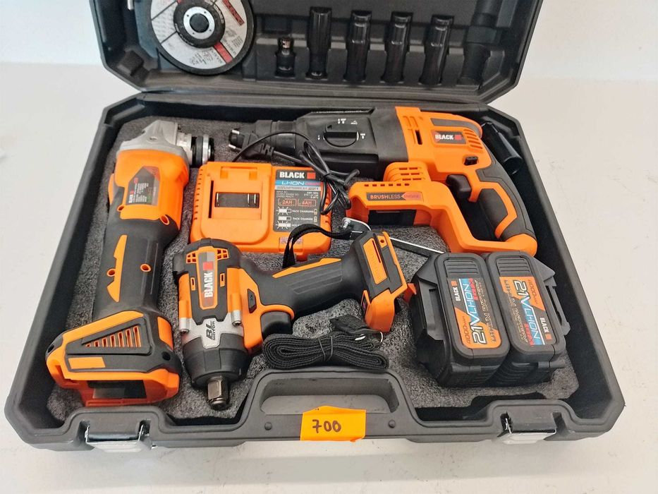 Zestaw Wiertarka udarowa SDS, szlifierka 125 mm, klucz udarowy  Black