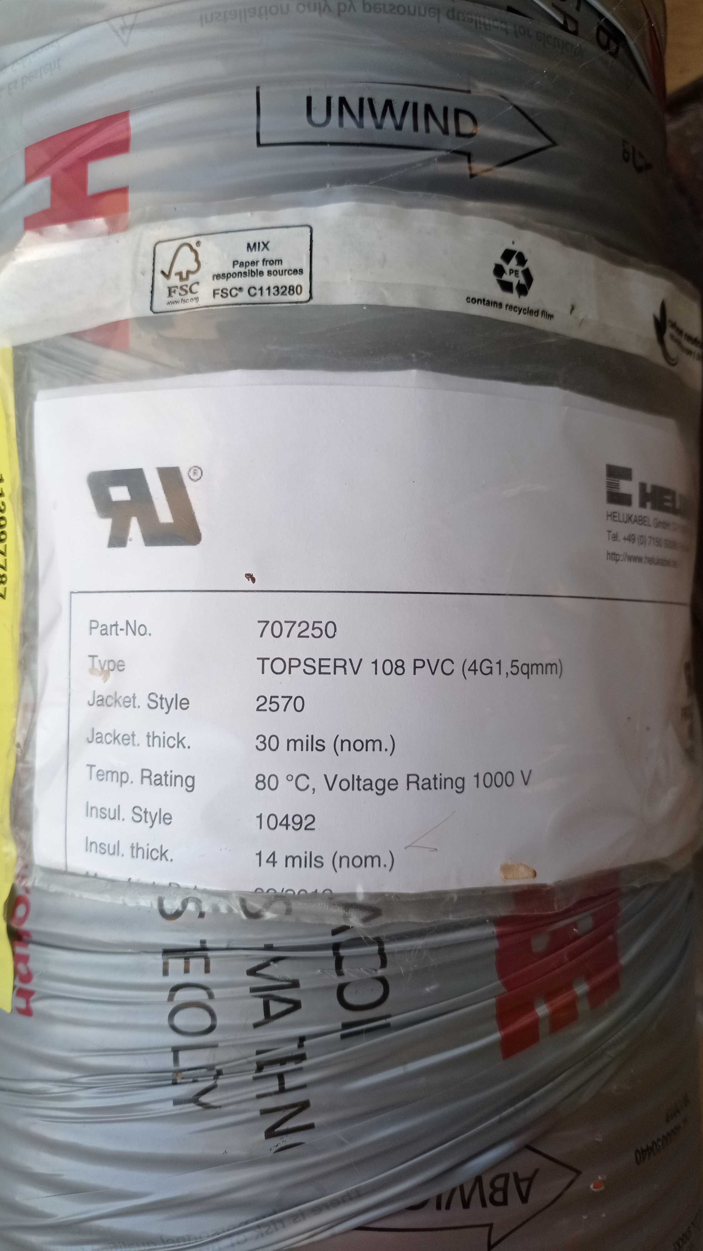 Przewód Servo 100m 4Gx1,5mm Helukabel 707250 Topserv 108 PVC Serwo