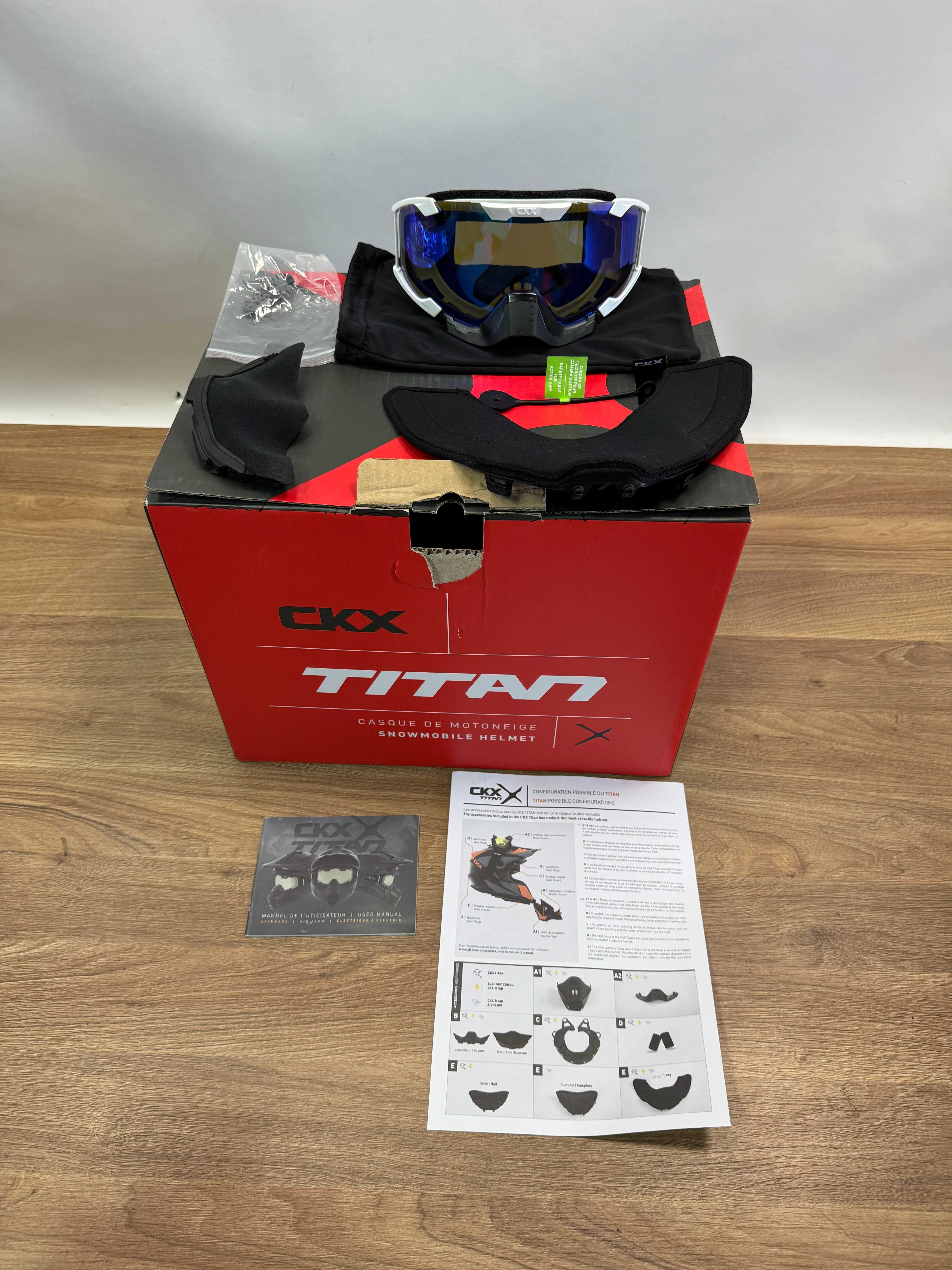 Kask motocyklowy ENDURO CKX + Gogle Titan Black/White L