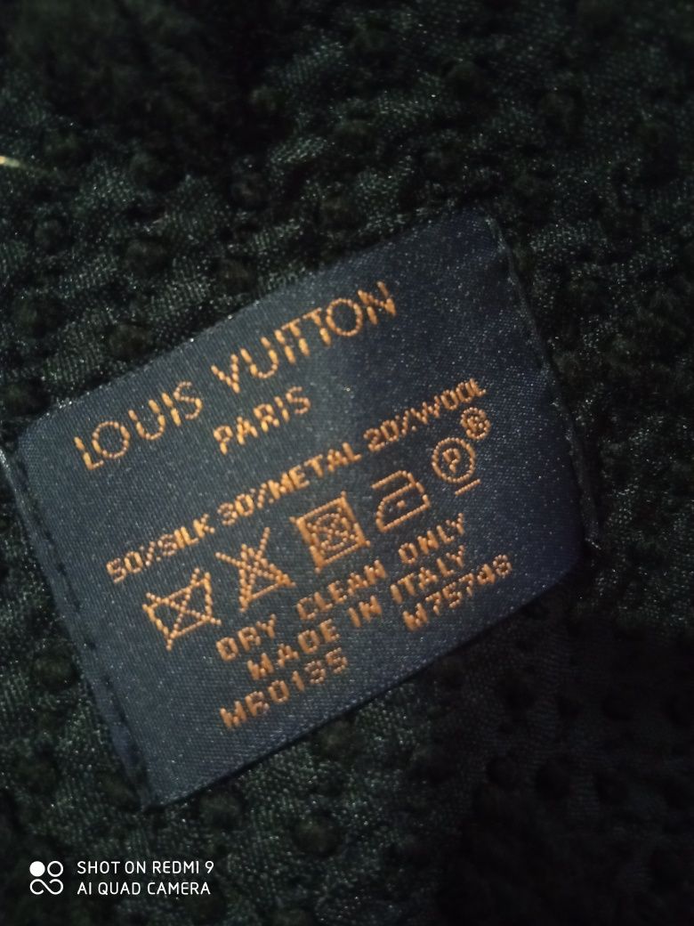 Louis Vuitton wielki szal szalik frędzle długi czarny