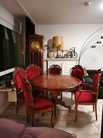Stół i 6 krzeseł w stylu ludwikowskim