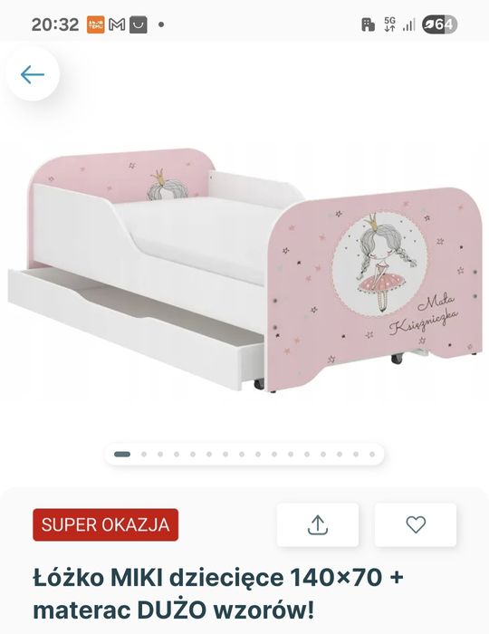 Sprzedam łóżko dla dziewczynki