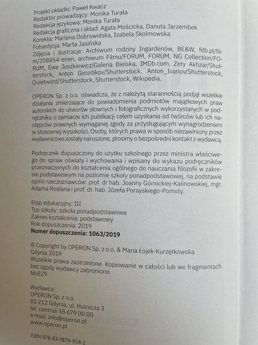 Filozofia 1 klasa podrecznik Operon