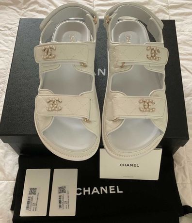 Босоножки Chanel White/Босоніжки Сандали Шанель/Натуральна кожа