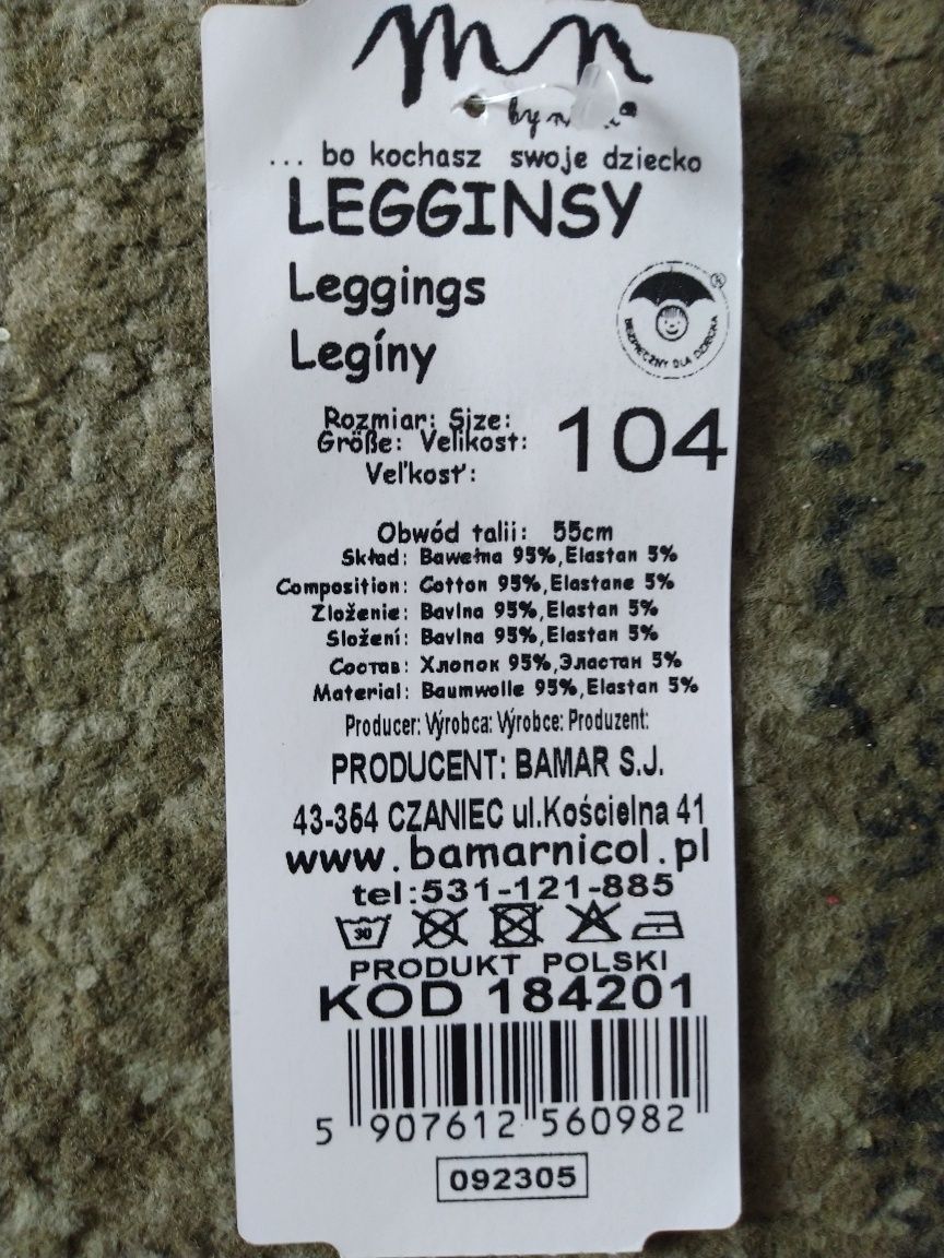 Legginsy dla dziewczynki 104 cm