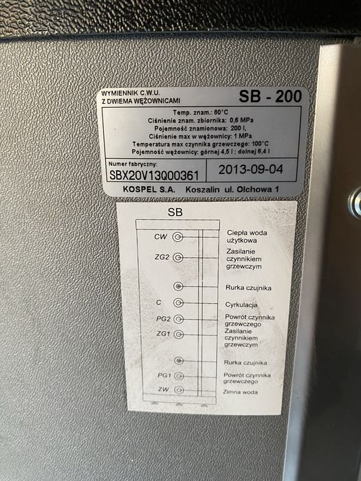 Wymiennik CWU bojler Kospel SW-200