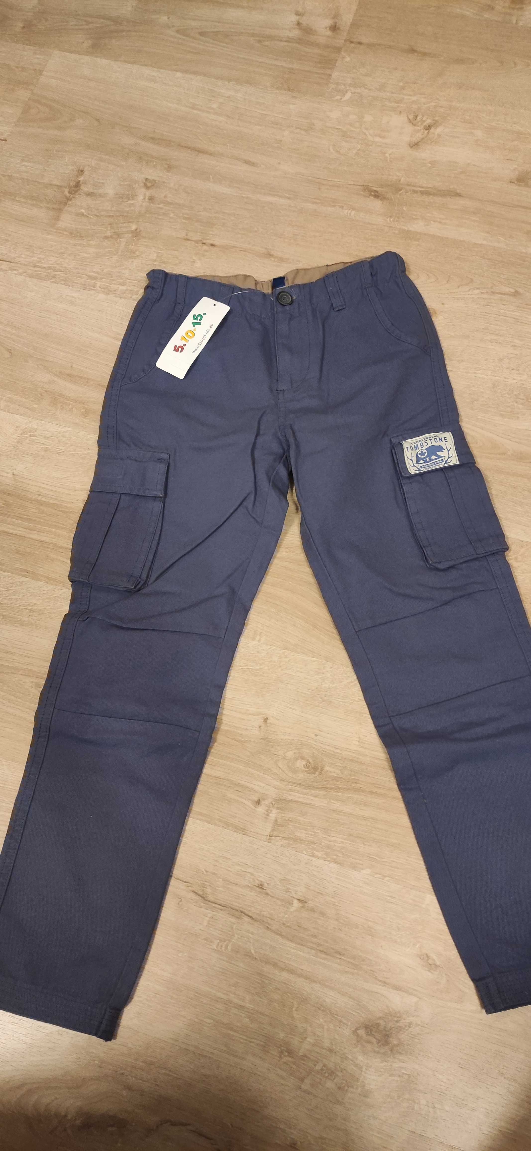 Spodnie niebieski 140 cm 5-10-15 NOWE z kieszeniami