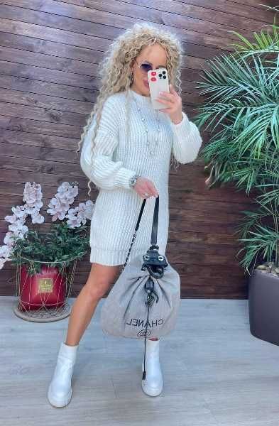 В'язана жіноча туніка зимова тепла сукня оверсайз