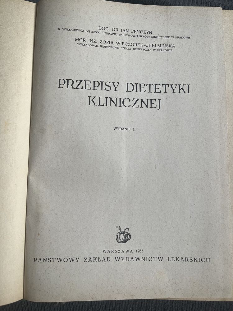 Przepisy dietetyki klinicznej 1965