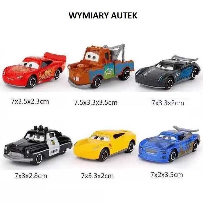 Auta Cars Zygzak Złomek Resoraki Metal 7 sztuk 1:64