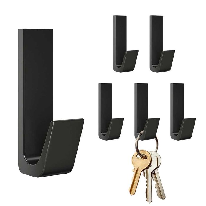 Wieszak na ręczniki bez wiercenia czarny matowy samoprzylepny 6 sztuk