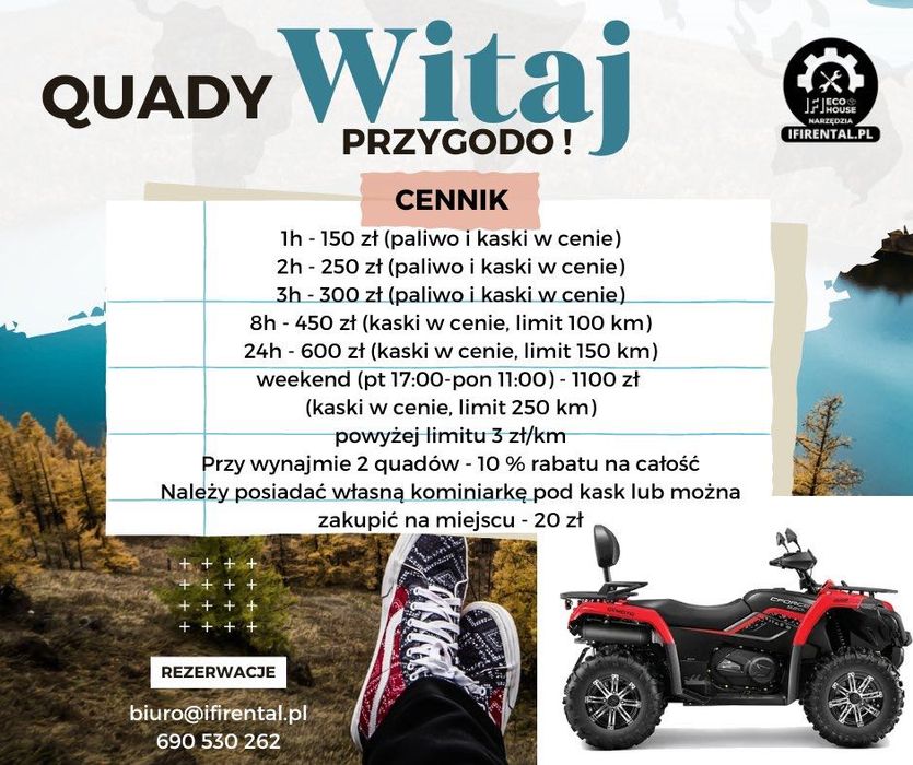 Wypożyczalnia quadów wynajem QUAD CFmoto 520 LONG EPS