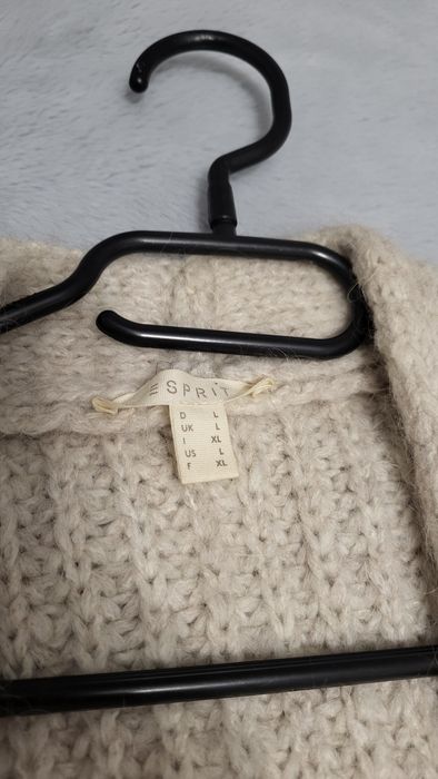 Sweter gruby kardigan Esprit damski beżowy