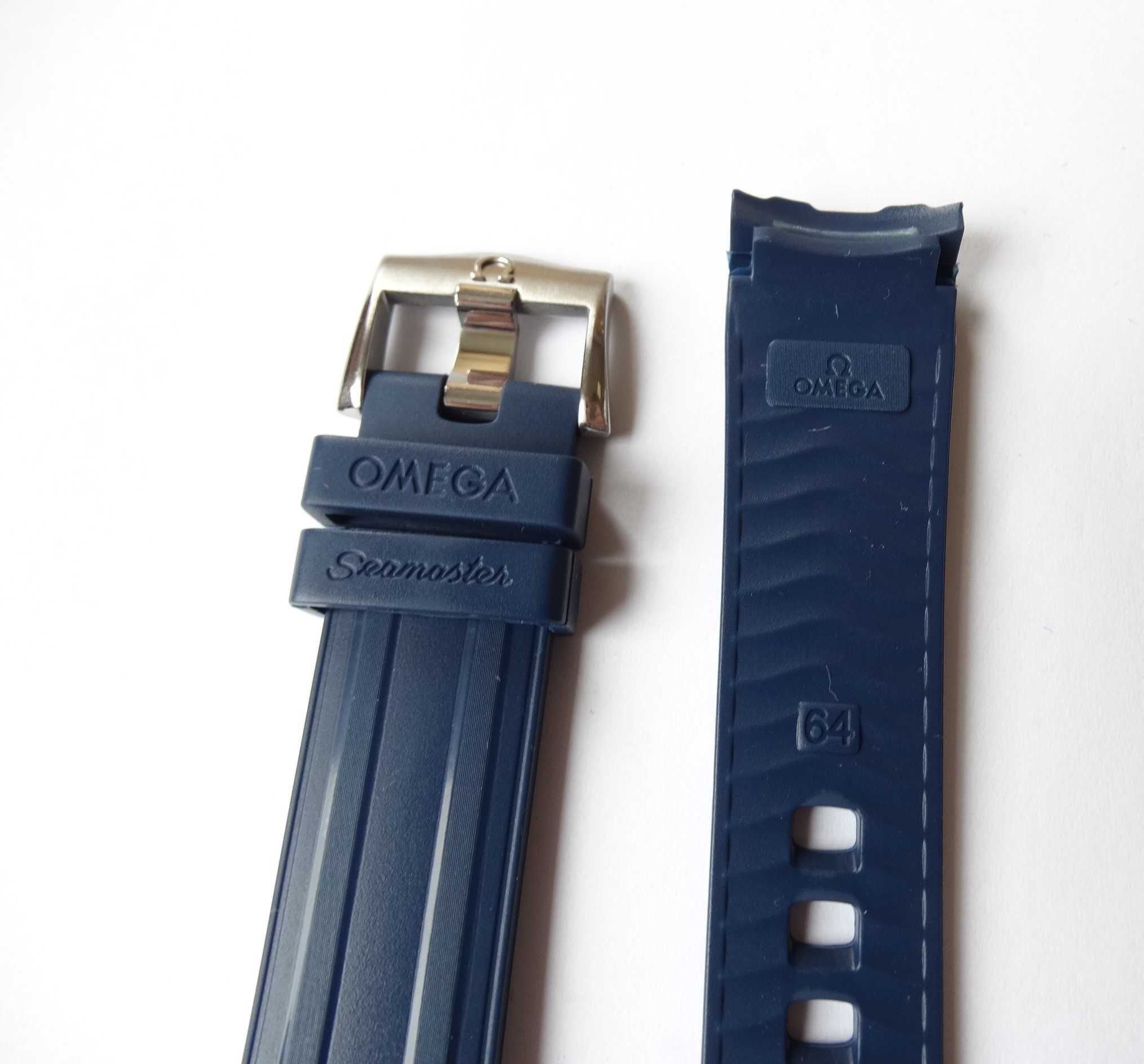 Pasek silikonowy gumowy 20mm do zegarka Omega Seamaster niebieski