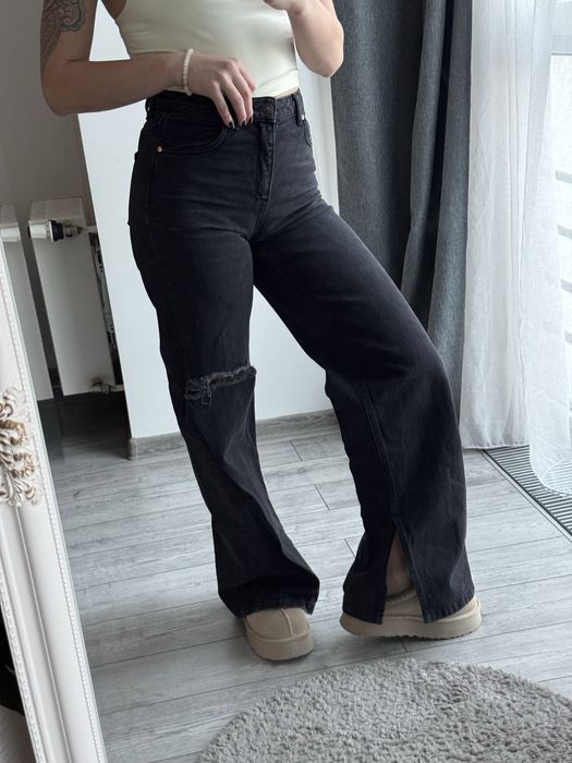 Чорні штани палаццо з розрізами внизу стан новий с