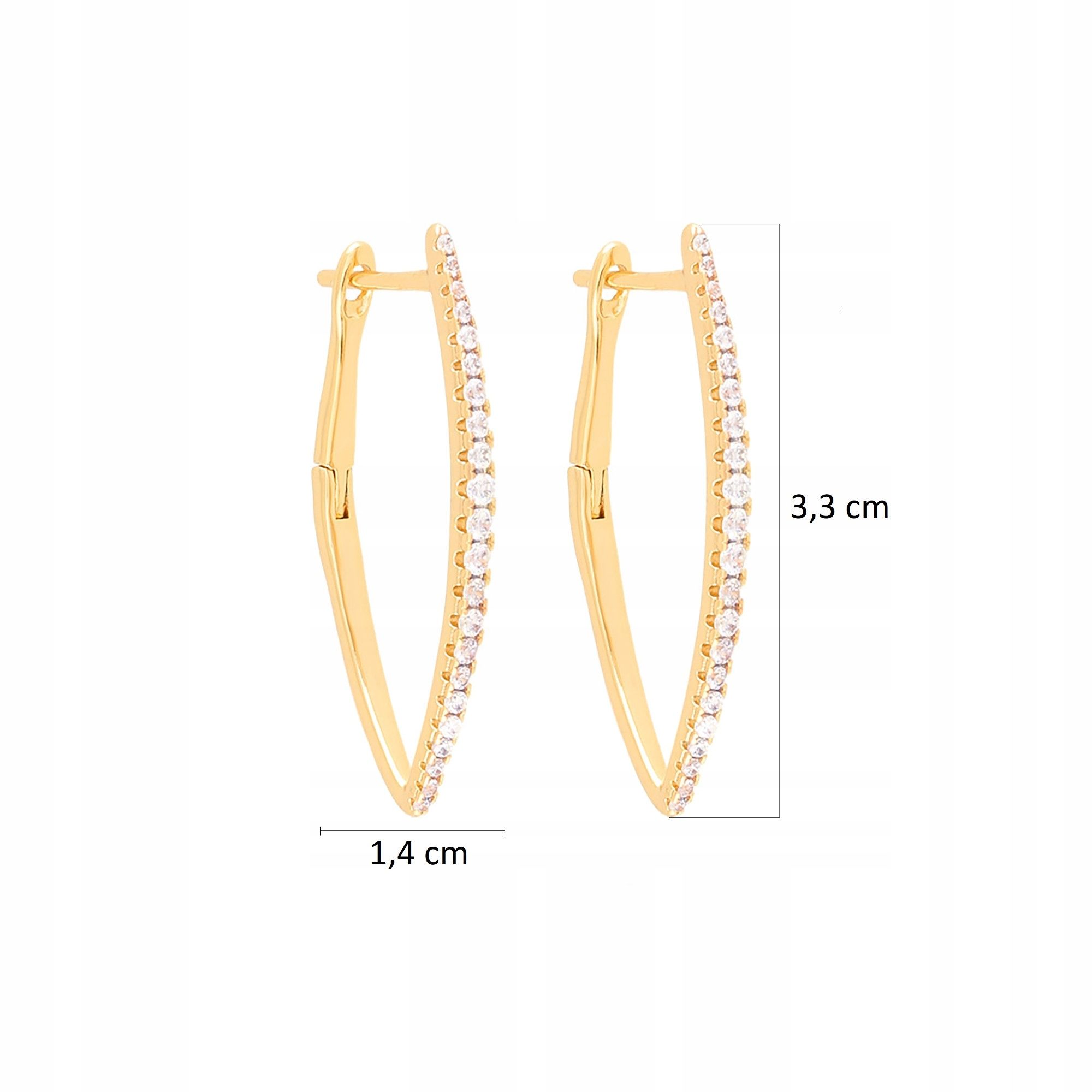 Złote Kolczyki Stal Chirurgiczna Kły Kryształki Cyrkonii Wiszące Angie